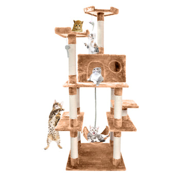 Cat Scratching Post Tree Gym House Condo Furniture Scratcher Pole Brown 183cm PaWz